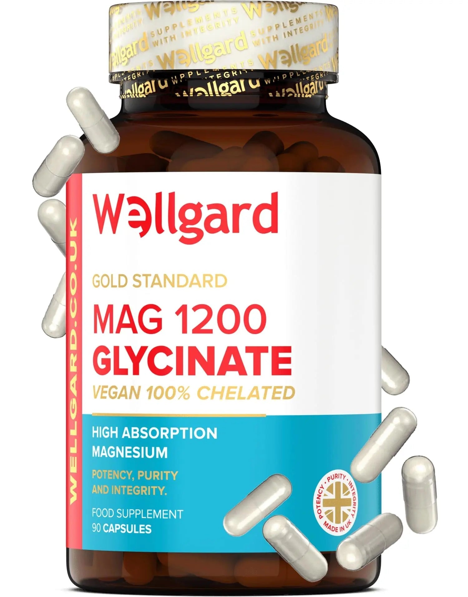 Wellgard Magnesium Glycinate, Mag 1200, High Strength Magnesium Bisglycinate - TrustMedUSA