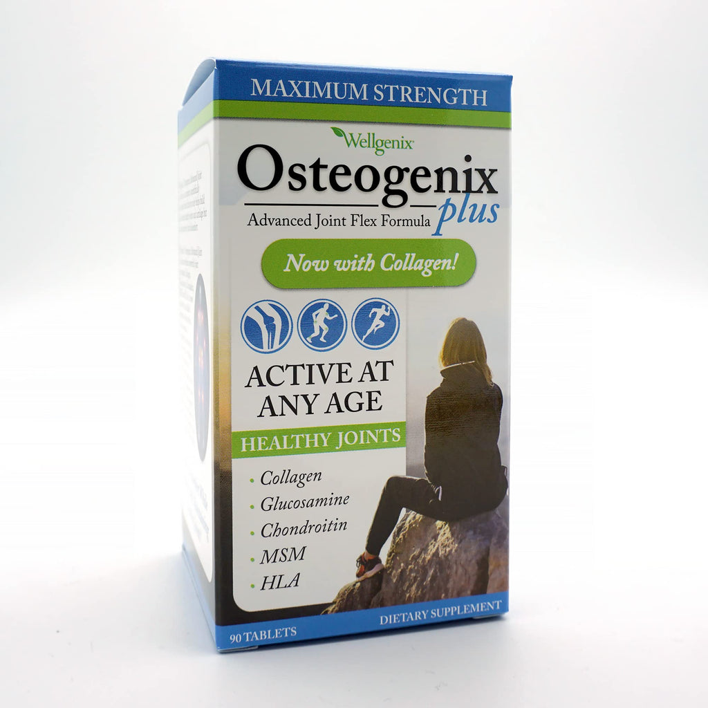 Wellgenix Osteogenix Advanced Joint Flex Formula (90 Ct) - Knee Supplement with Collagen II, Glucosamine, Chondroitin, MSM & HLA - Lubrication & Discomfort Support Tablets for Men & Women - TrustMedUSA