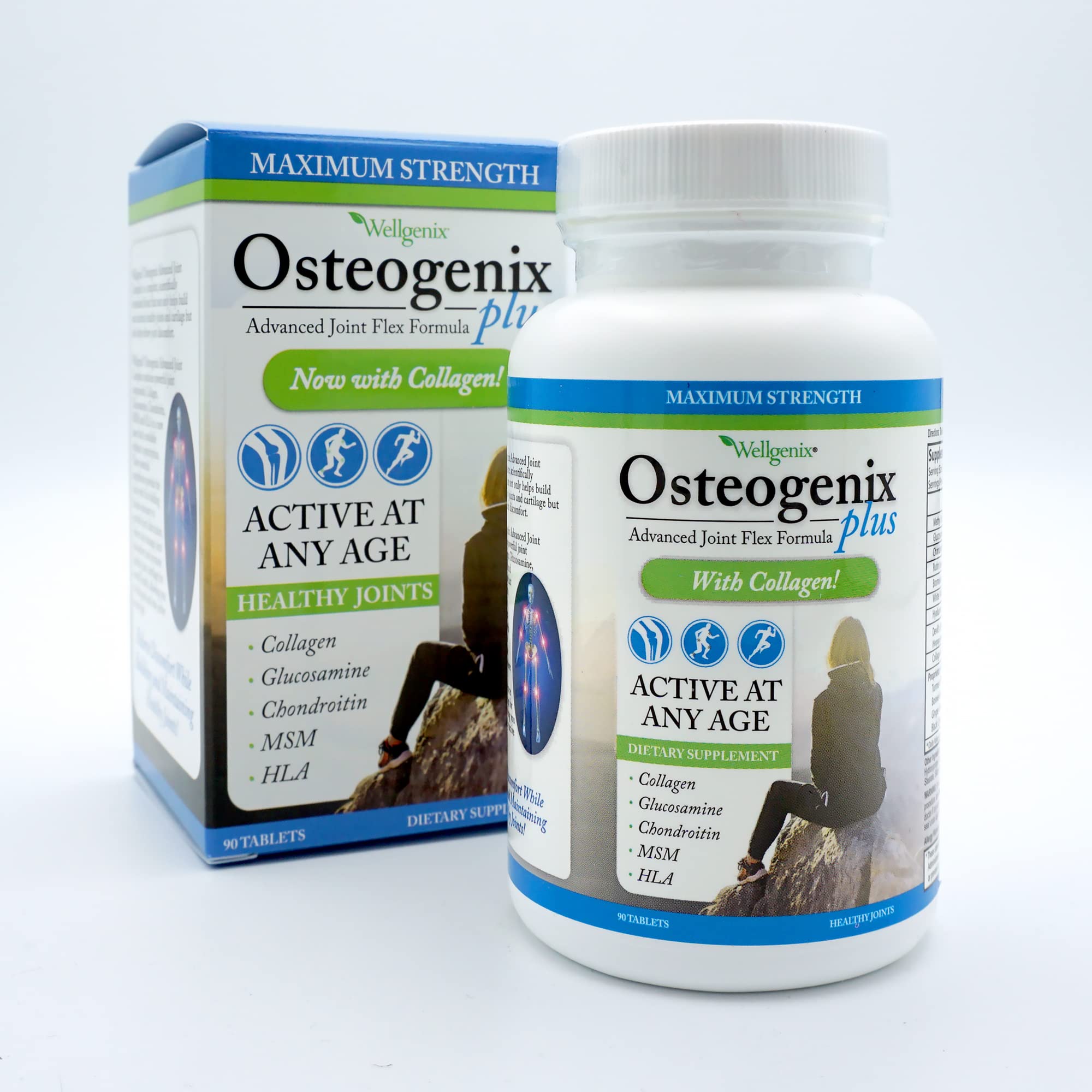 Wellgenix Osteogenix Advanced Joint Flex Formula (90 Ct) - Knee Supplement with Collagen II, Glucosamine, Chondroitin, MSM & HLA - Lubrication & Discomfort Support Tablets for Men & Women - TrustMedUSA