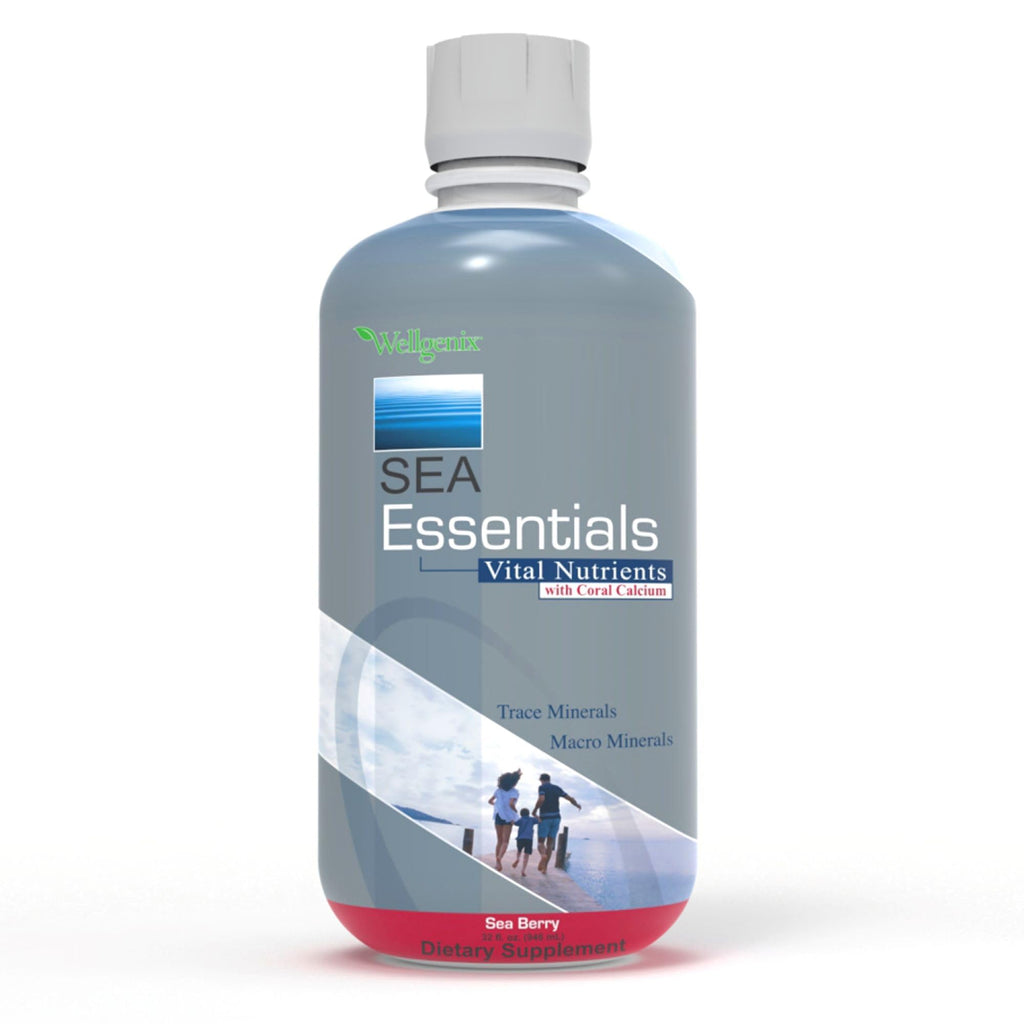 Wellgenix Sea Essentials Liquid Mineral Dietary Supplement with Trace and Macro Minerals and Coral Calcium – Sea Berry Flavor – 32 fl oz - TrustMedUSA