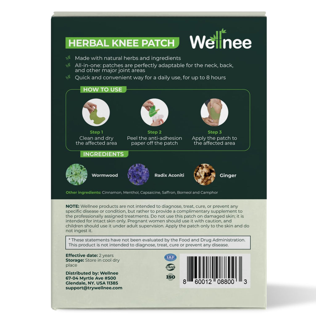 Wellnee Knee & Joint Wellness Bundle – Herbal Patches (10 pcs) & Support Capsules (90 servings) - TrustMedUSA