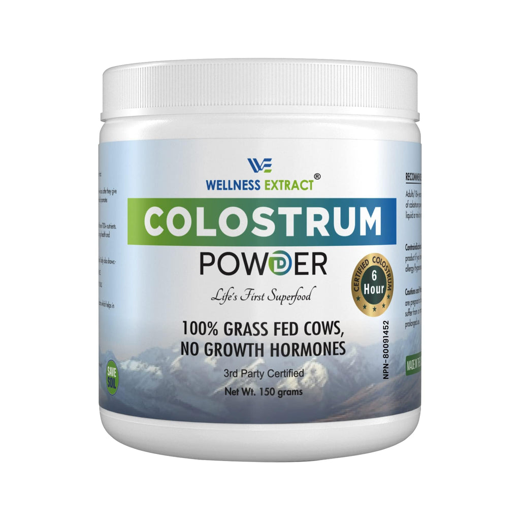 WELLNESS EXTRACT Bovine Colostrum Powder Rich in Protein & Lactoferrin- The True Certified Supplement for Immune Support, Gut Health, Muscle Growth - 150g - TrustMedUSA