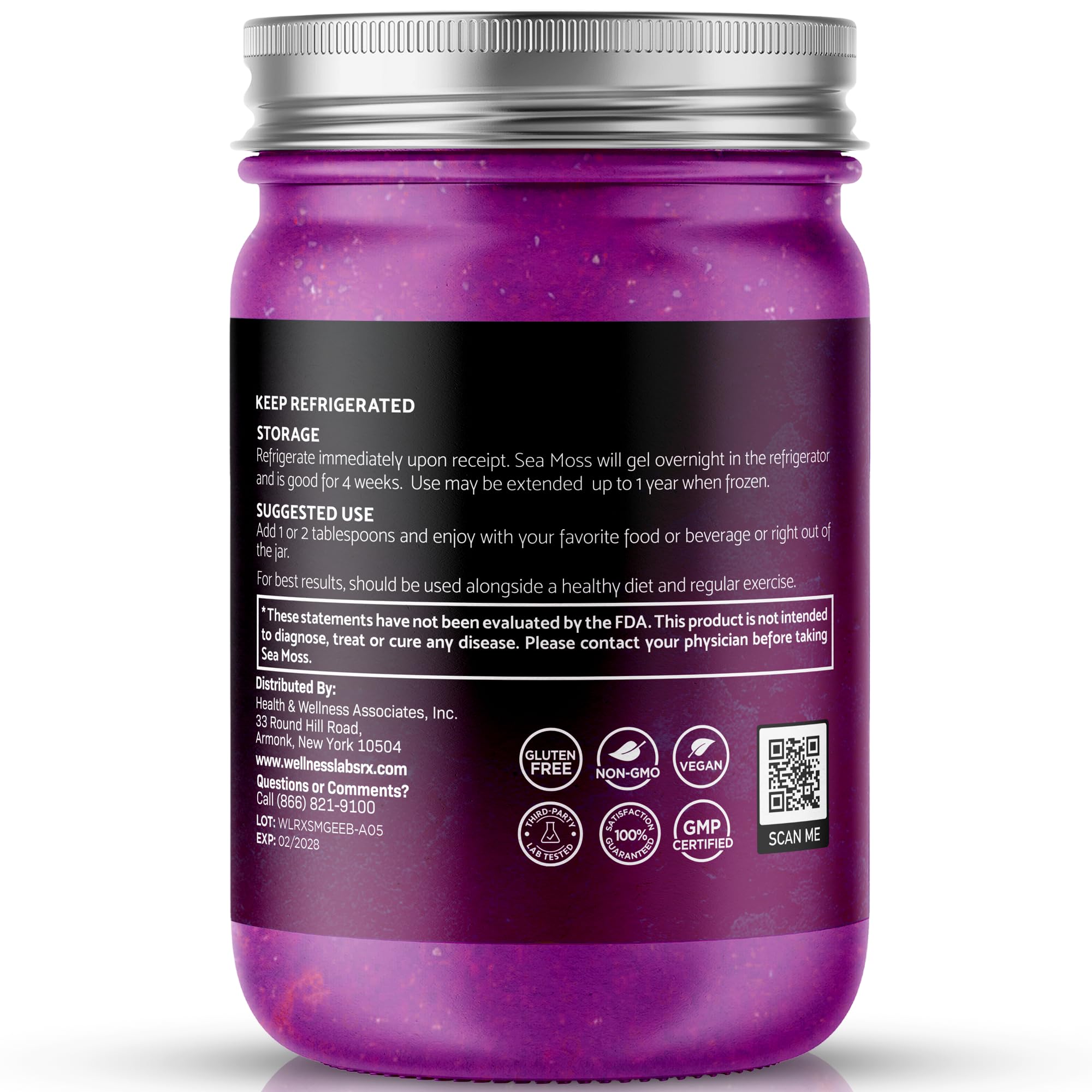 WELLNESS LABSRX Irish Sea Moss Gel Raw - Wildcrafted Superfood Seamoss Gel - Elderberry Flavor, Vitamin and Mineral-Rich from Pristine Caribbean Waters, Immune and Digestive Health Support - 10 oz. - TrustMedUSA