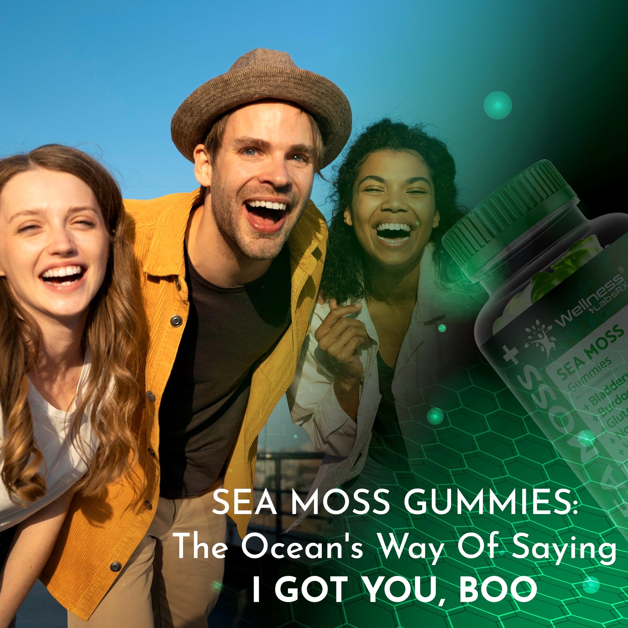 WELLNESS LABSRX Sea Moss Gummies, 3200mg Irish Sea Moss Mixed Berry Flavor with Maximum Potency Bladderwrack and Burdock Root - Supports Skin, Energy and Immunity - 90 Count - TrustMedUSA