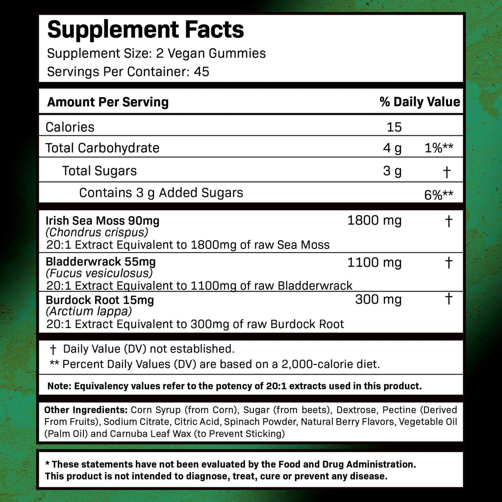 WELLNESS LABSRX Sea Moss Gummies, 3200mg Irish Sea Moss Mixed Berry Flavor with Maximum Potency Bladderwrack and Burdock Root - Supports Skin, Energy and Immunity - 90 Count - TrustMedUSA