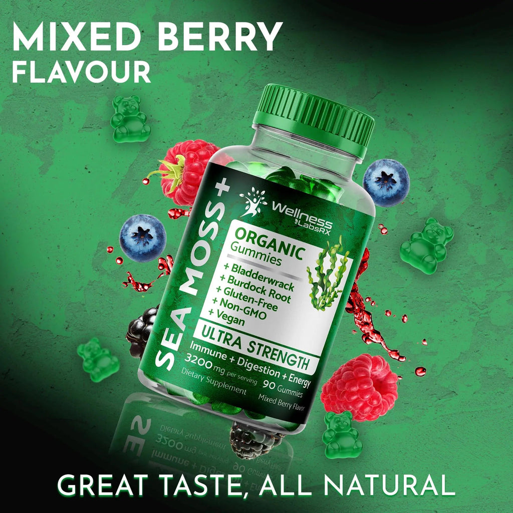 WELLNESS LABSRX Sea Moss Gummies, 3200mg Organic Seamoss, Irish Sea Moss - TrustMedUSA