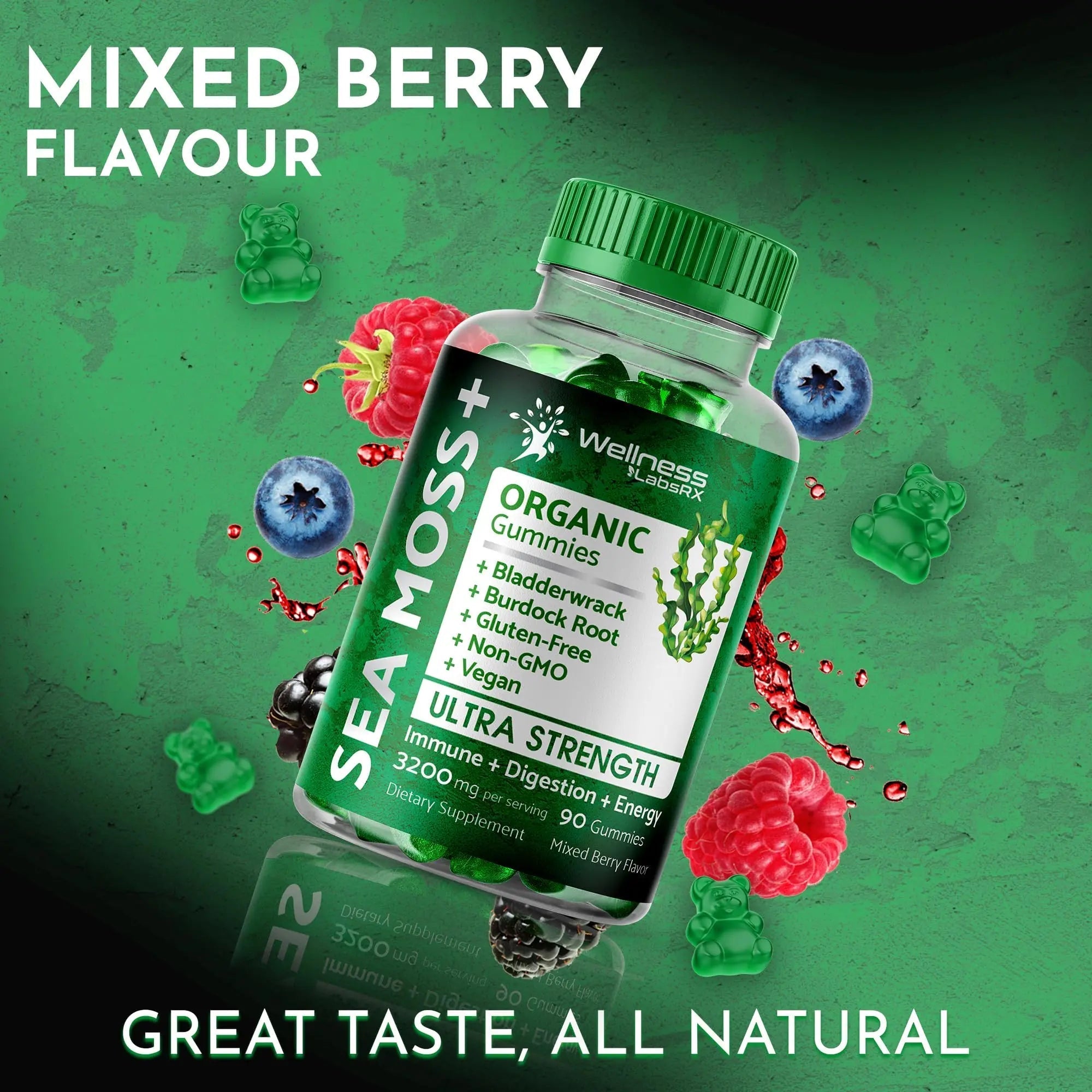 WELLNESS LABSRX Sea Moss Gummies, 3200mg Organic Seamoss, Irish Sea Moss - TrustMedUSA