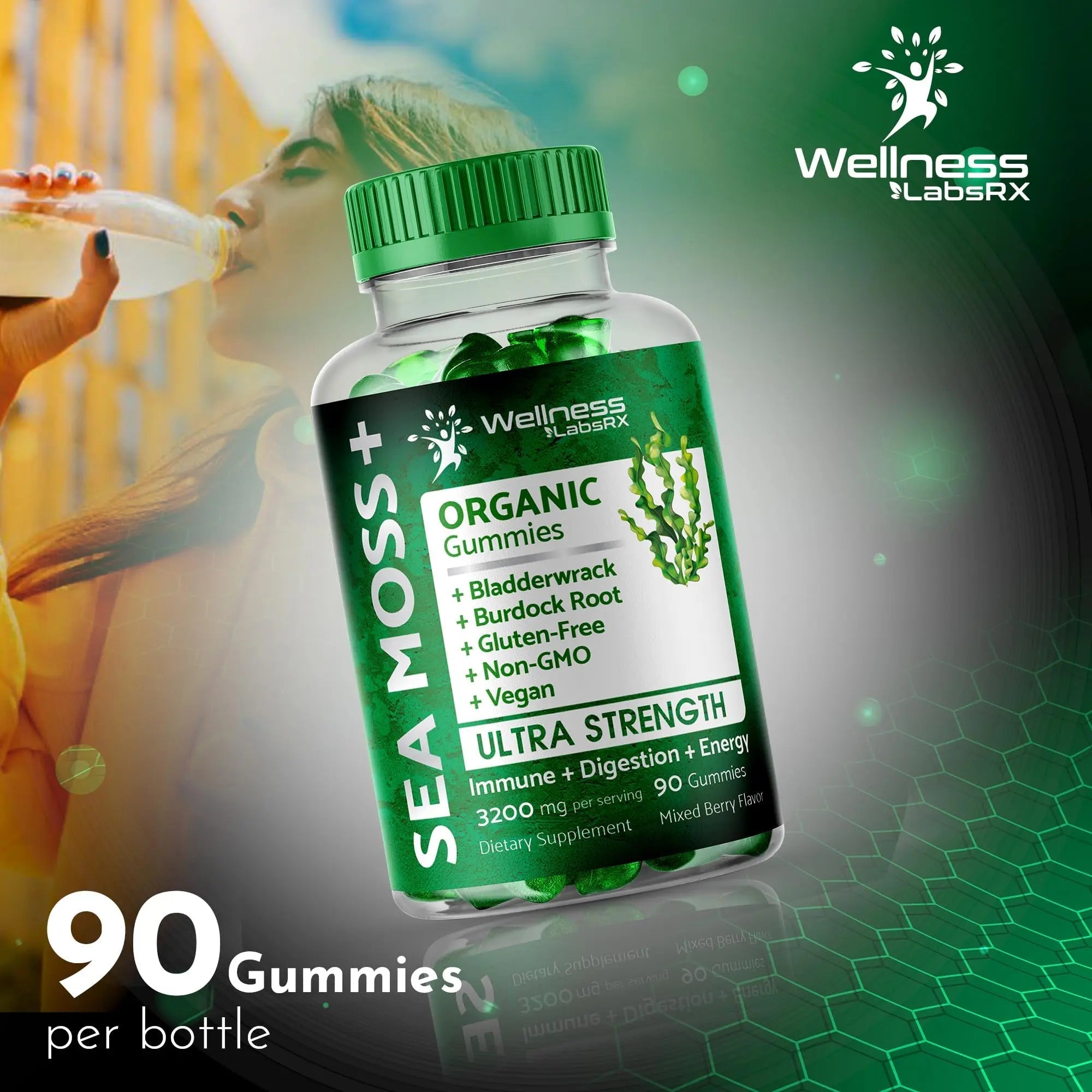 WELLNESS LABSRX Sea Moss Gummies, 3200mg Organic Seamoss, Irish Sea Moss - TrustMedUSA