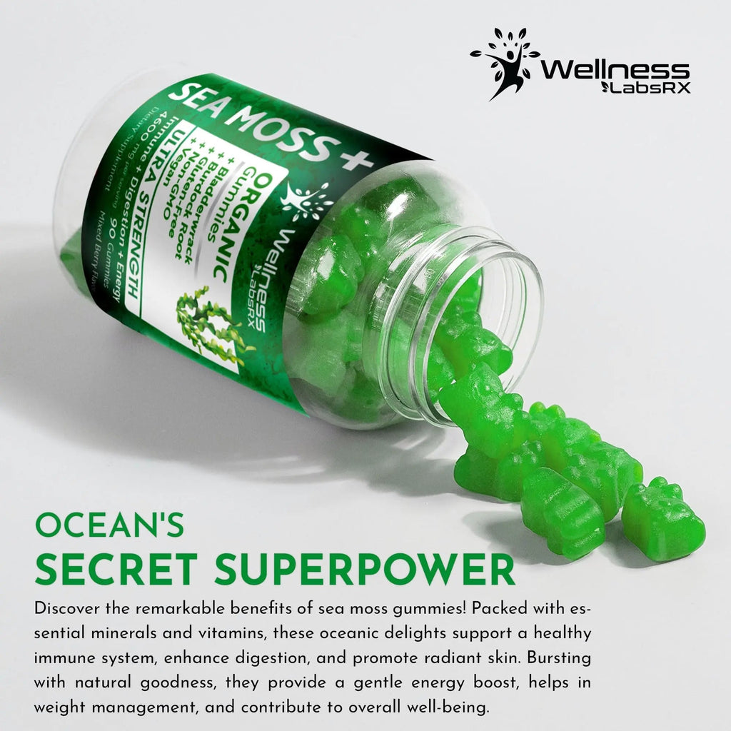 WELLNESS LABSRX Sea Moss Gummies, 3200mg Organic Seamoss, Irish Sea Moss - TrustMedUSA