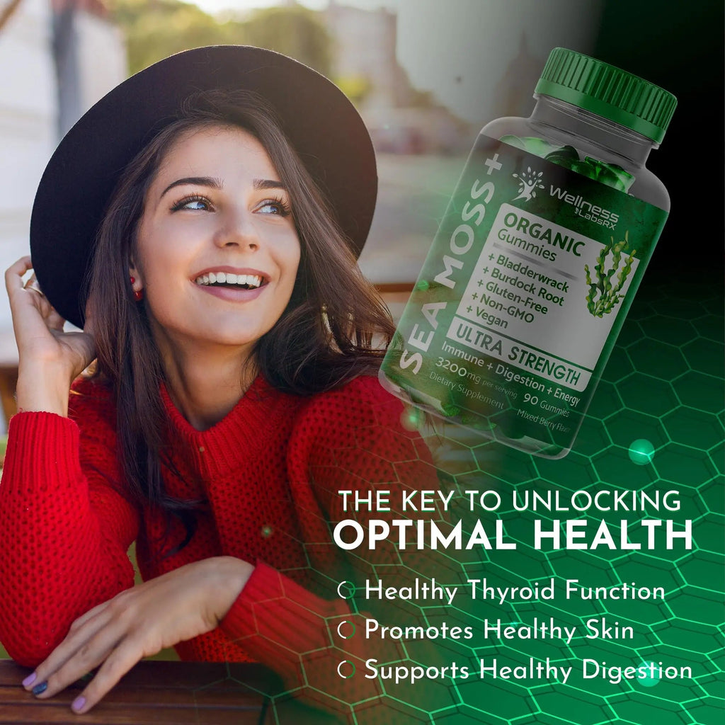 WELLNESS LABSRX Sea Moss Gummies, 3200mg Organic Seamoss, Irish Sea Moss - TrustMedUSA