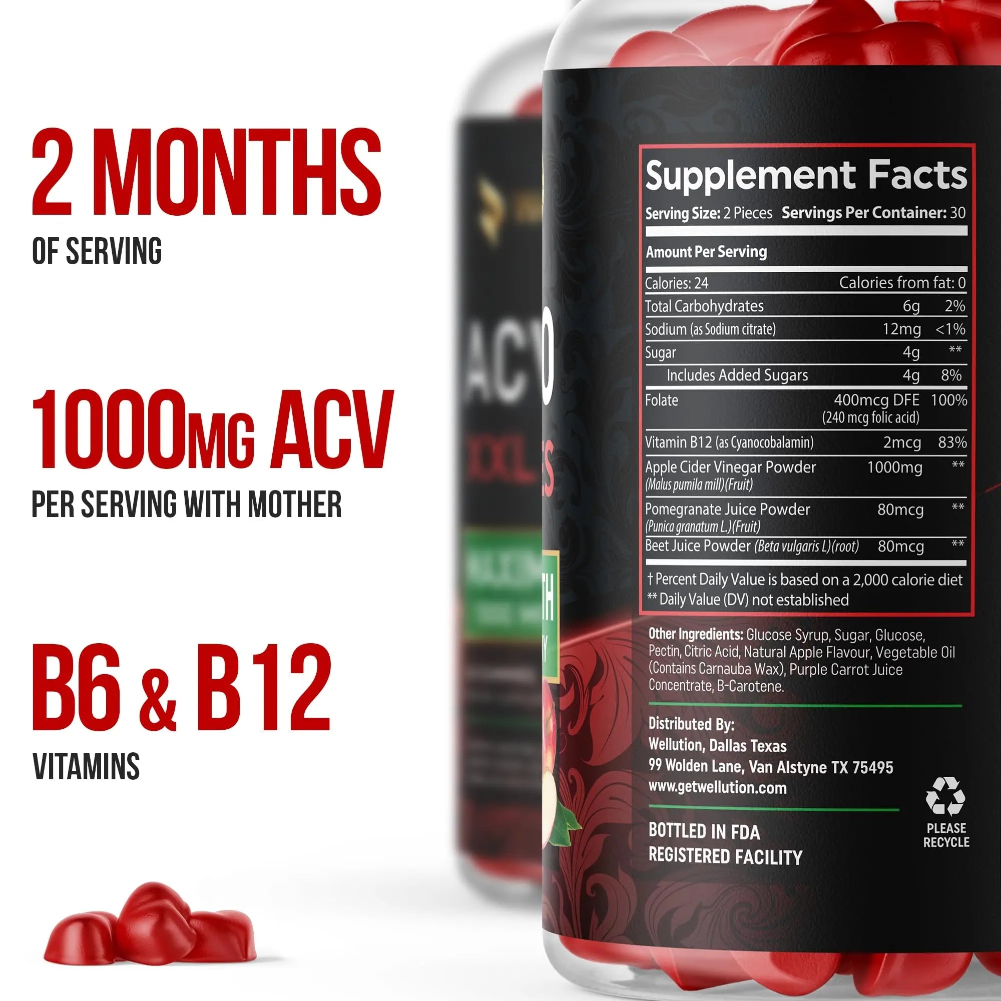 WELLUTION Apple Cider Vinegar 120 XXL Gummies - Support Digestion & Weight Management… - TrustMedUSA