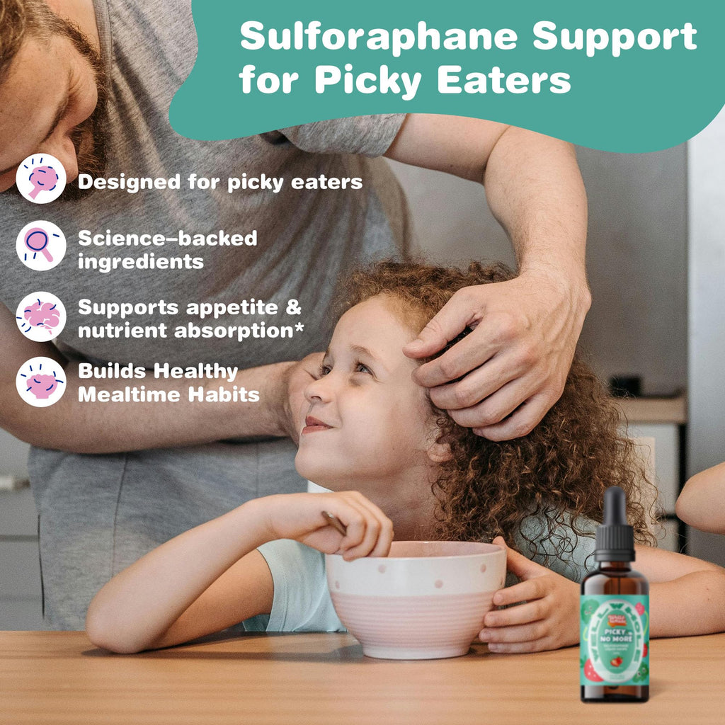 Well&Whole Sulforaphane Kids Liquid Supplement – Pick No More Broccoli Sprout Extract Drops, Hidden Greens for Picky Eaters, Daily Nutrition Support, Sugar-Free, Vegan, 60mL - TrustMedUSA