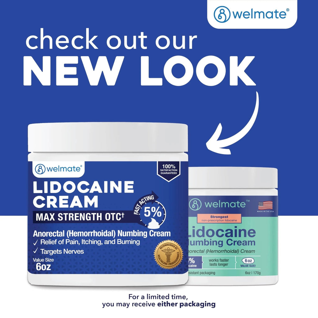 WELMATE 5% Lidocaine Cream for Hemorrhoids, 6 oz Jar – Fast-Acting Lidocaine Numbing Cream & Topical Analgesic Cream for Anorectal Itch Relief - TrustMedUSA