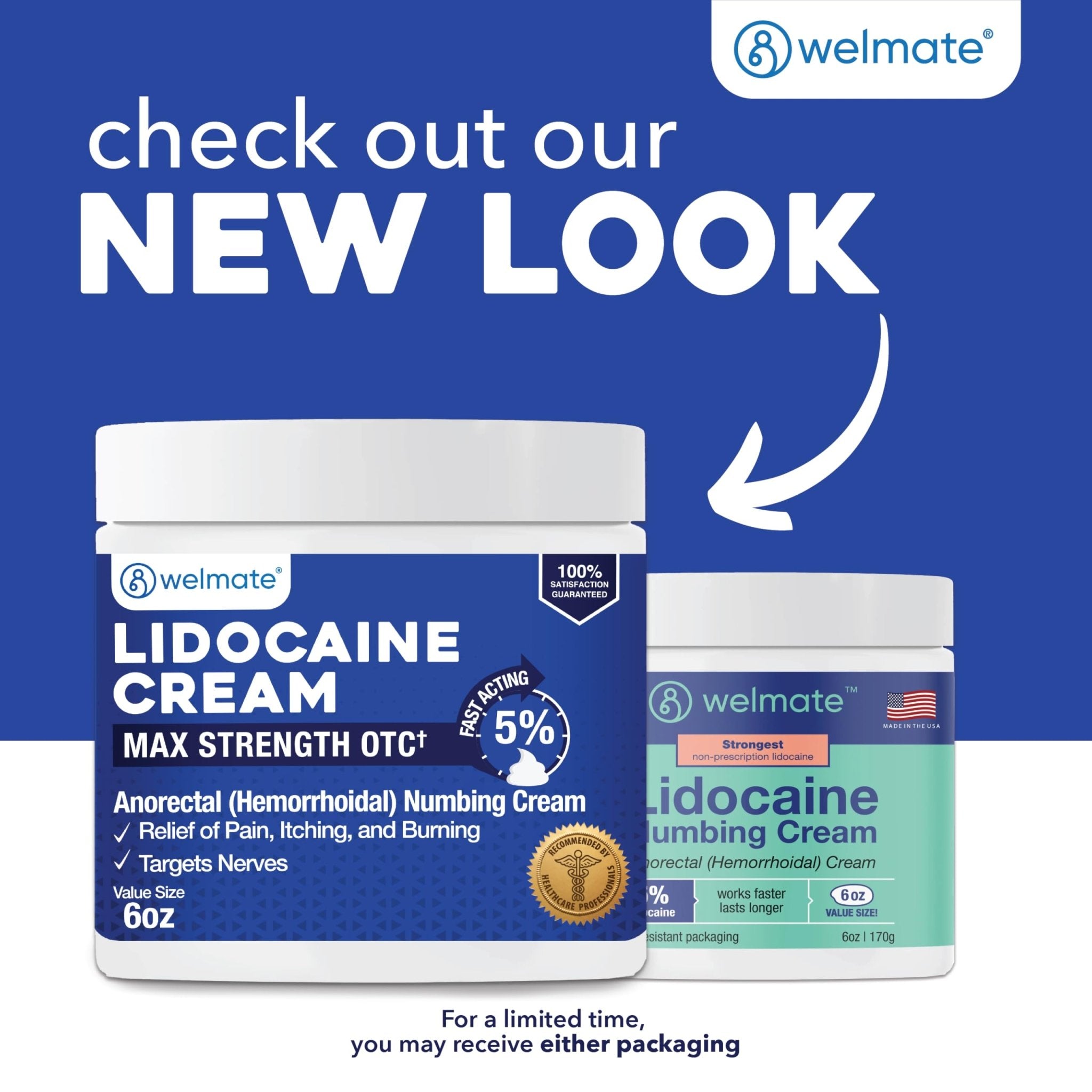 WELMATE 5% Lidocaine Cream for Hemorrhoids, 6 oz Jar – Fast-Acting Lidocaine Numbing Cream & Topical Analgesic Cream for Anorectal Itch Relief - Maple Wellness Supplements