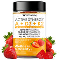 WELVIUM Vitamin D3 K2 Gummies 10000 IU with Magnesium Glycinate, Calcium, B12, K2 MK-7, Vitamins A, E, Lutein, Zeaxanthin - ADK Chewable Supplement for Bone, Eye, Immune Support - D3K2 Gummies - TrustMedUSA