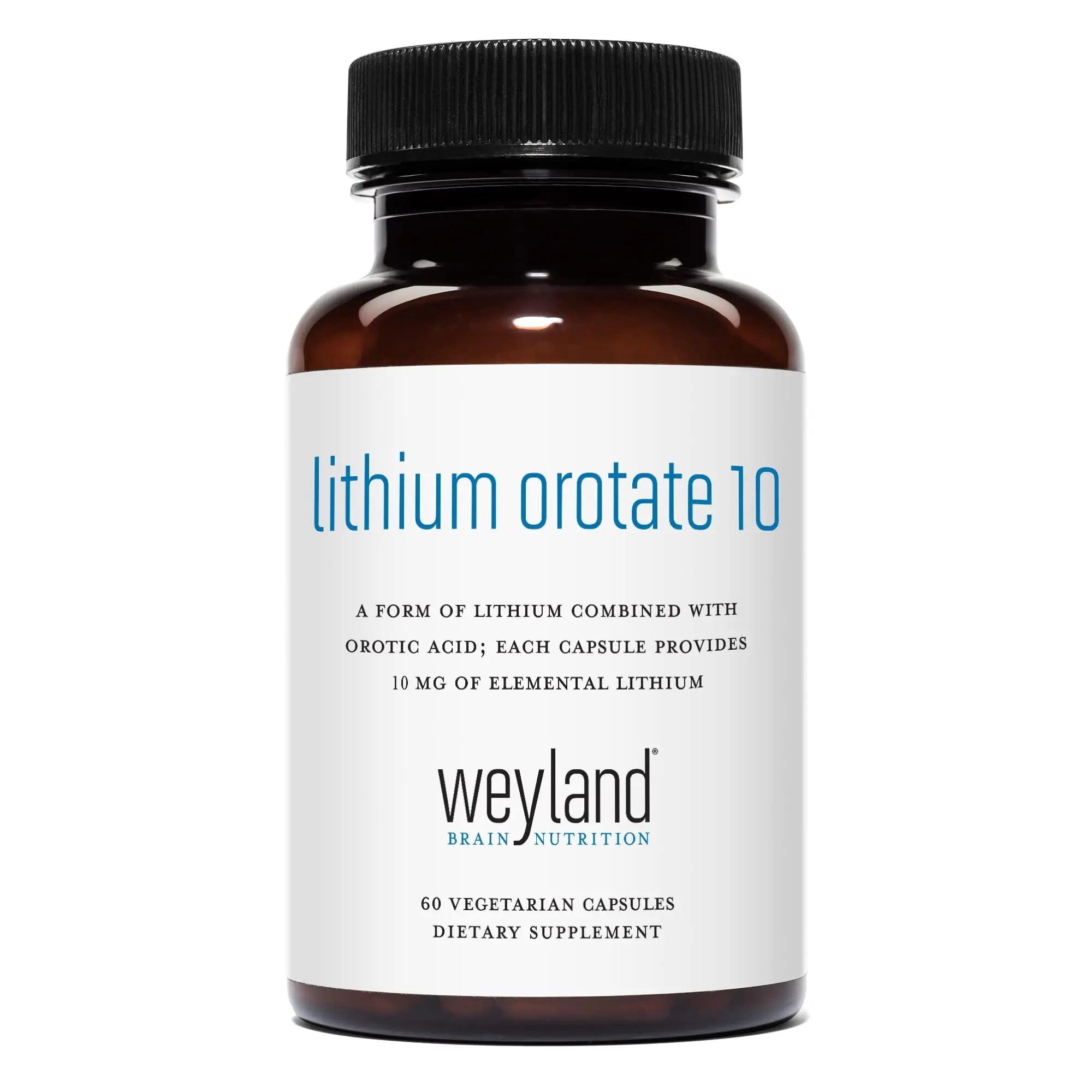 Weyland Brain Nutrition: Lithium Orotate 10mg (1 Bottle), 60 Vegetarian - TrustMedUSA