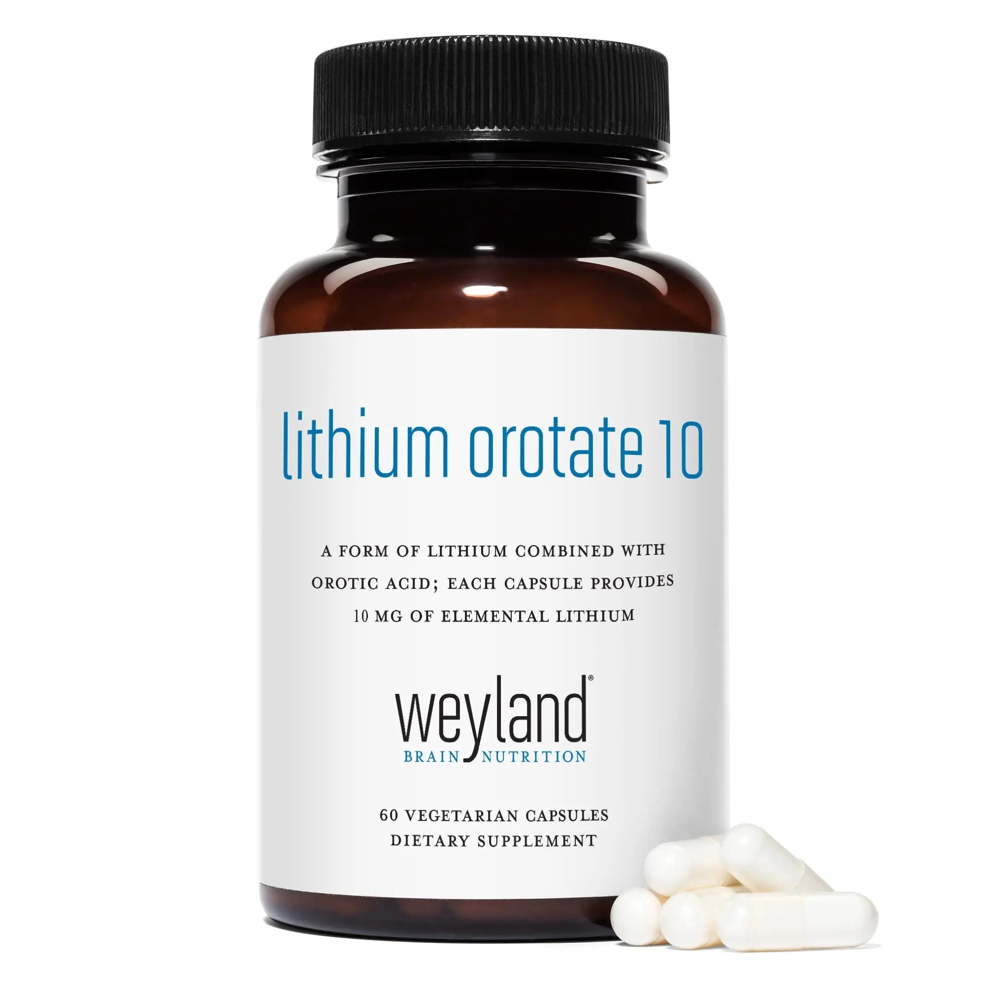 Weyland Brain Nutrition: Lithium Orotate 10mg (1 Bottle), 60 Vegetarian - TrustMedUSA