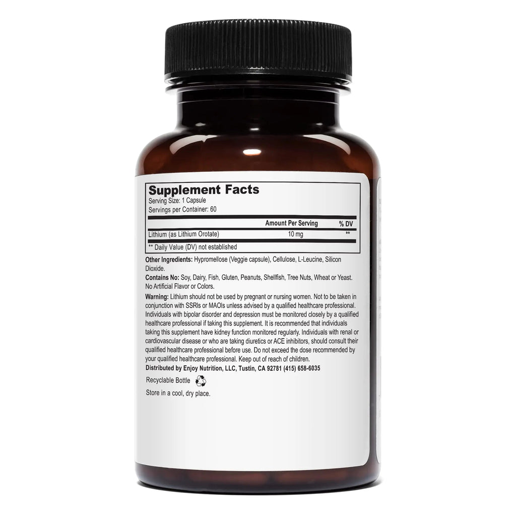 Weyland Brain Nutrition: Lithium Orotate 10mg (1 Bottle), 60 Vegetarian - TrustMedUSA