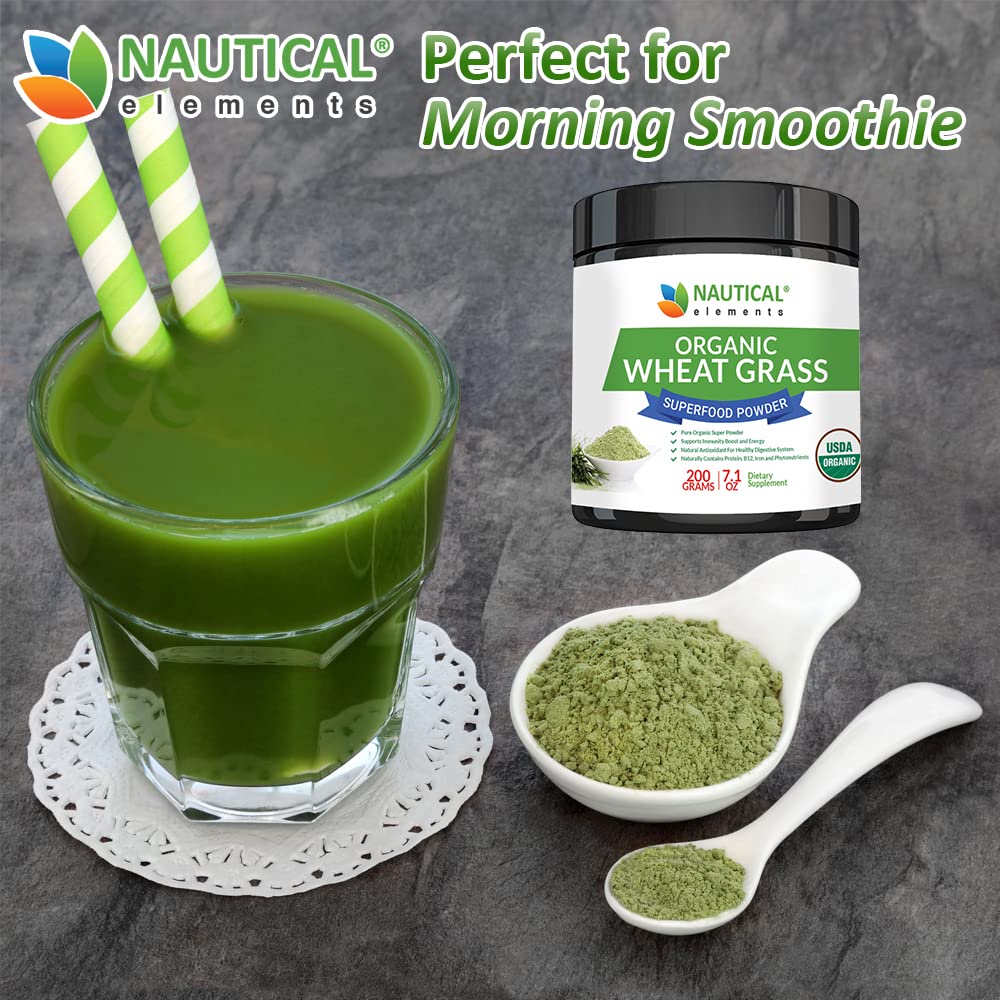 Wheatgrass Powder - USDA Certified Organic Wheat Grass Powder That Is Rich In Essential Amino Acids, Chlorophyll, Antioxidants, Fatty Acids, Minerals & Vitamins - US Grown - Vegan & Non-GMO Superfoods - TrustMedUSA