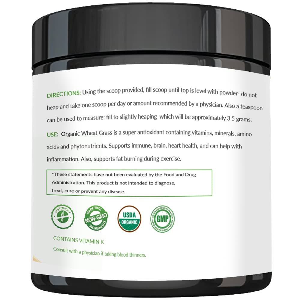 Wheatgrass Powder - USDA Certified Organic Wheat Grass Powder That Is Rich In Essential Amino Acids, Chlorophyll, Antioxidants, Fatty Acids, Minerals & Vitamins - US Grown - Vegan & Non-GMO Superfoods - TrustMedUSA