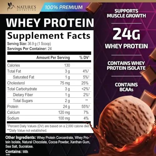 Whey Protein Powder 24g - Chocolate Ice Cream Whey Isolate Protein for Muscle Growth - TrustMedUSA