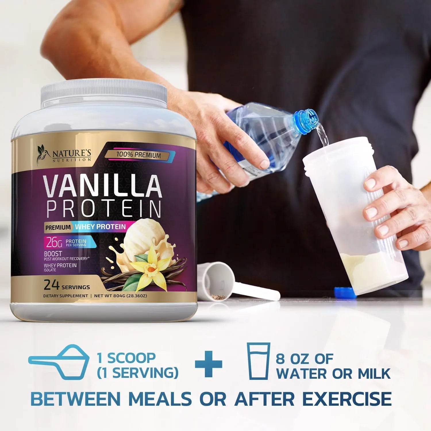 Whey Protein Powder 26g - Vanilla Ice Cream Whey Isolate Protein for Muscle Growth - TrustMedUSA