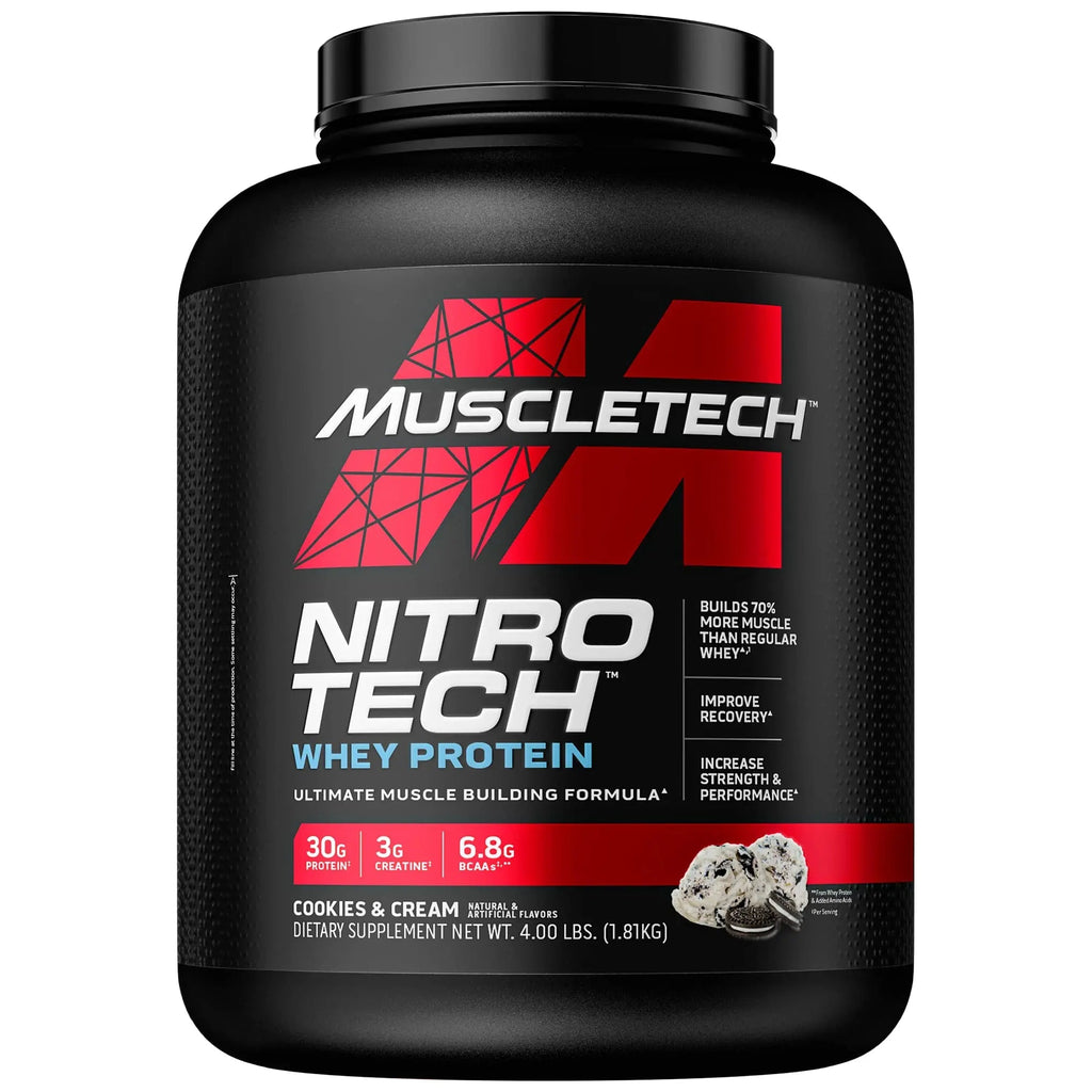 Whey Protein Powder MuscleTech Nitro-Tech Whey Protein Isolate & Peptides Protein - TrustMedUSA