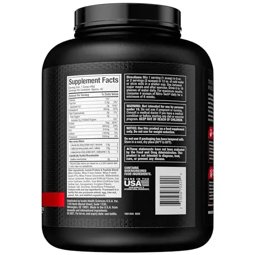 Whey Protein Powder, MuscleTech Nitro-Tech Whey Protein Isolate & Peptides, Protein - TrustMedUSA