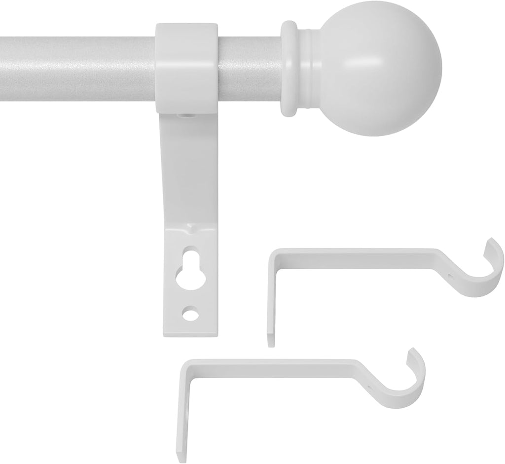 White Curtain Rods for Windows 28 to 48 Inch, Heavy Duty Curtain Rod Set with Brackets, Decorative Adjustable Curtain Rods for Bedroom, Living Room, 5/8" Metal Drapery Rod - Maple Wellness Supplements