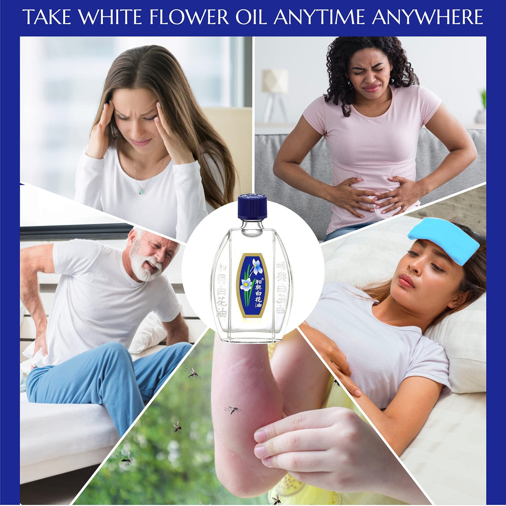 White Flower Analgesic Balm Embrocation Medicated Oil (Hoe Hin Pak Fah Yeow) (20ml/ Pack of 3) - TrustMedUSA