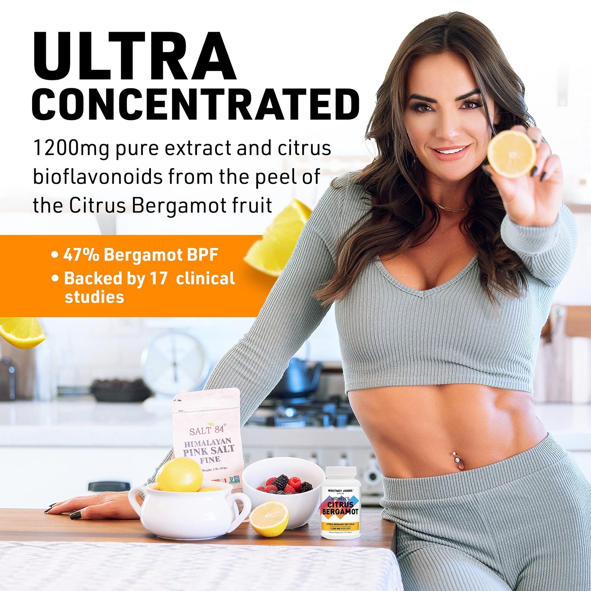 Whitney Johns Citrus Bergamot for Women, Clinically Tested Bergamot Supplement Specifically Formulated for Womens Health and Wellness, Antioxidant, 1200mg, 90 Tablets - TrustMedUSA
