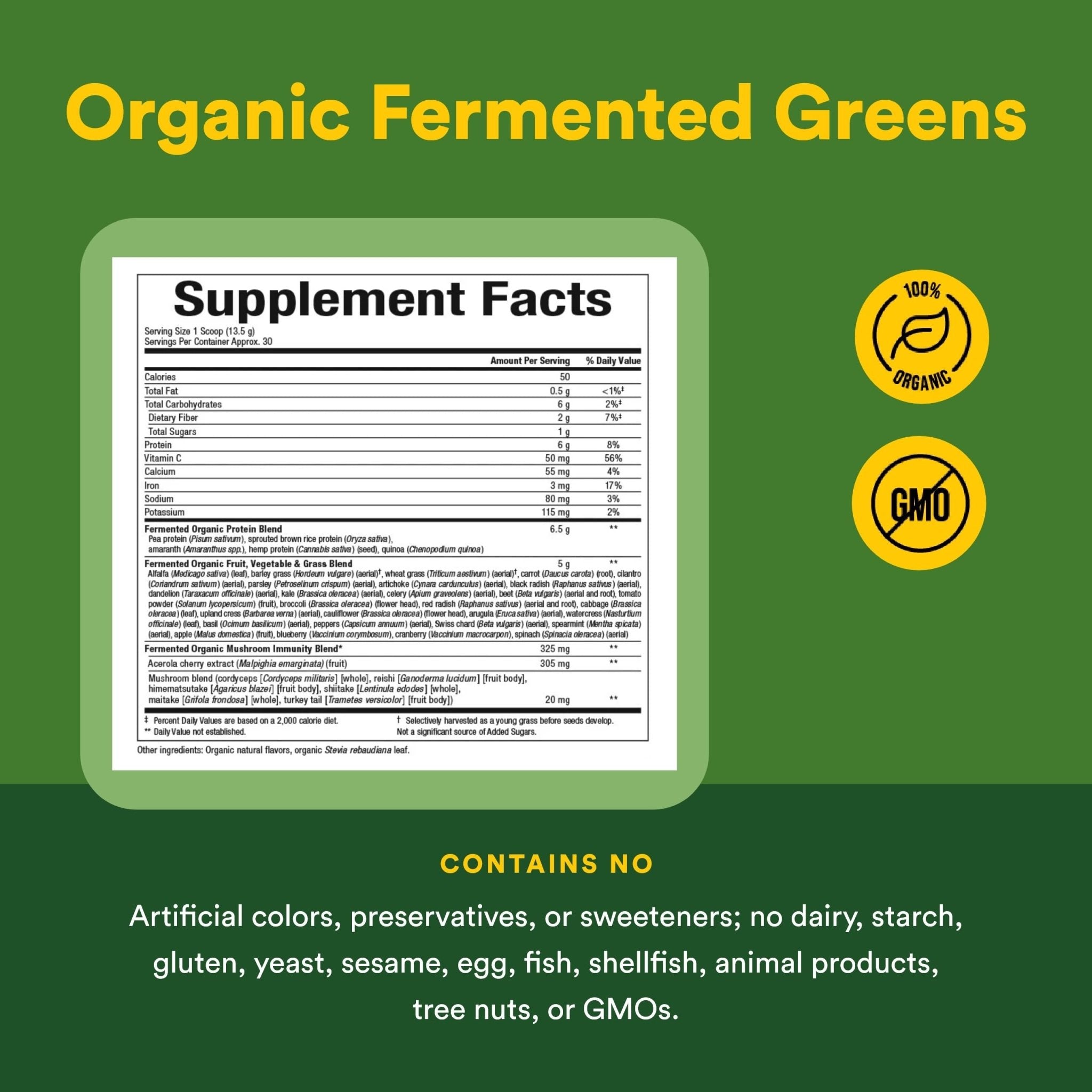 Whole Earth & Sea from Natural Factors, Organic Fermented Greens, Vegan Whole Food Supplement, Tropical, 14.3 Oz - TrustMedUSA