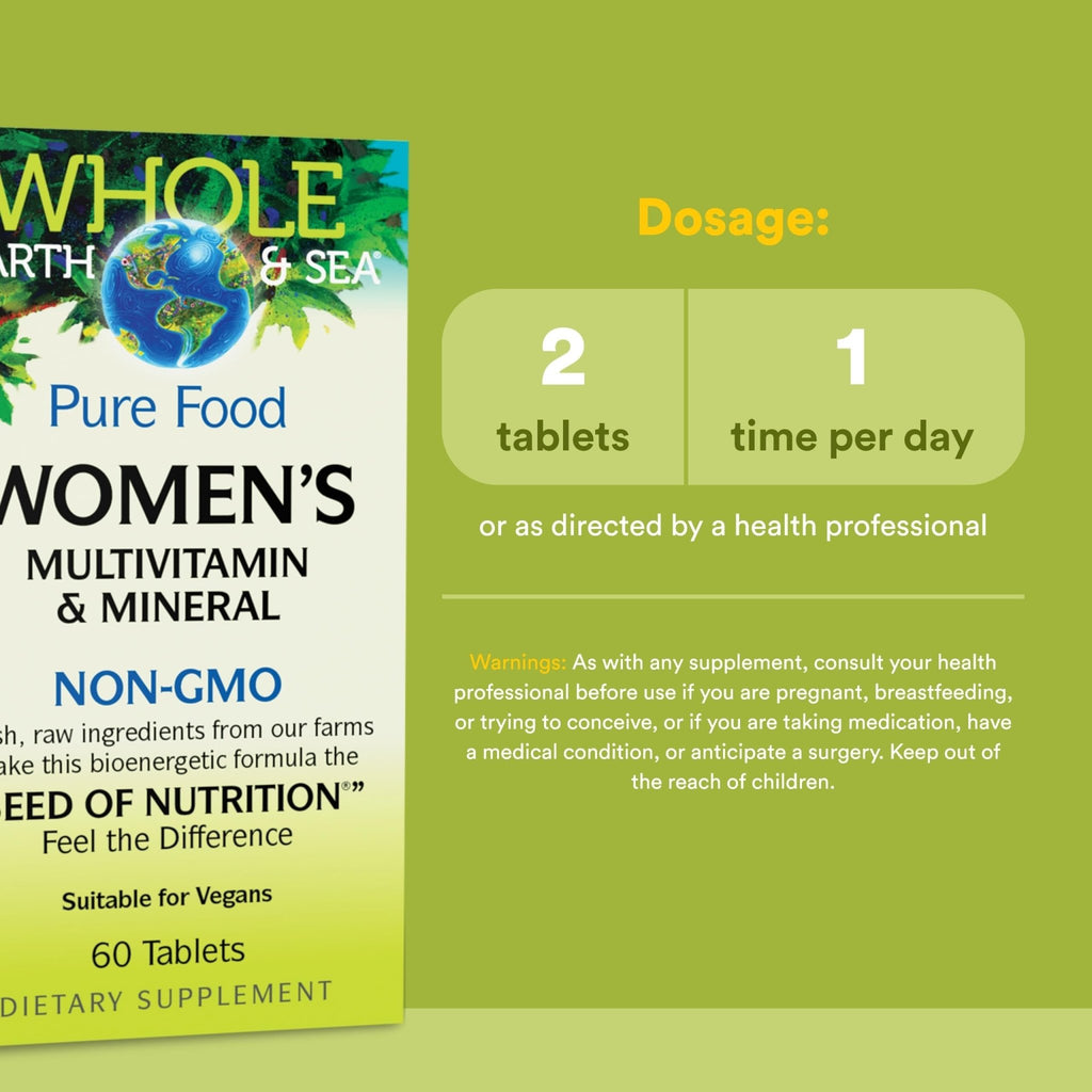 Whole Earth & Sea from Natural Factors, Women's Multivitamin & Mineral, Whole Food Supplement, Vegan, 60 tablets (30 servings) - TrustMedUSA