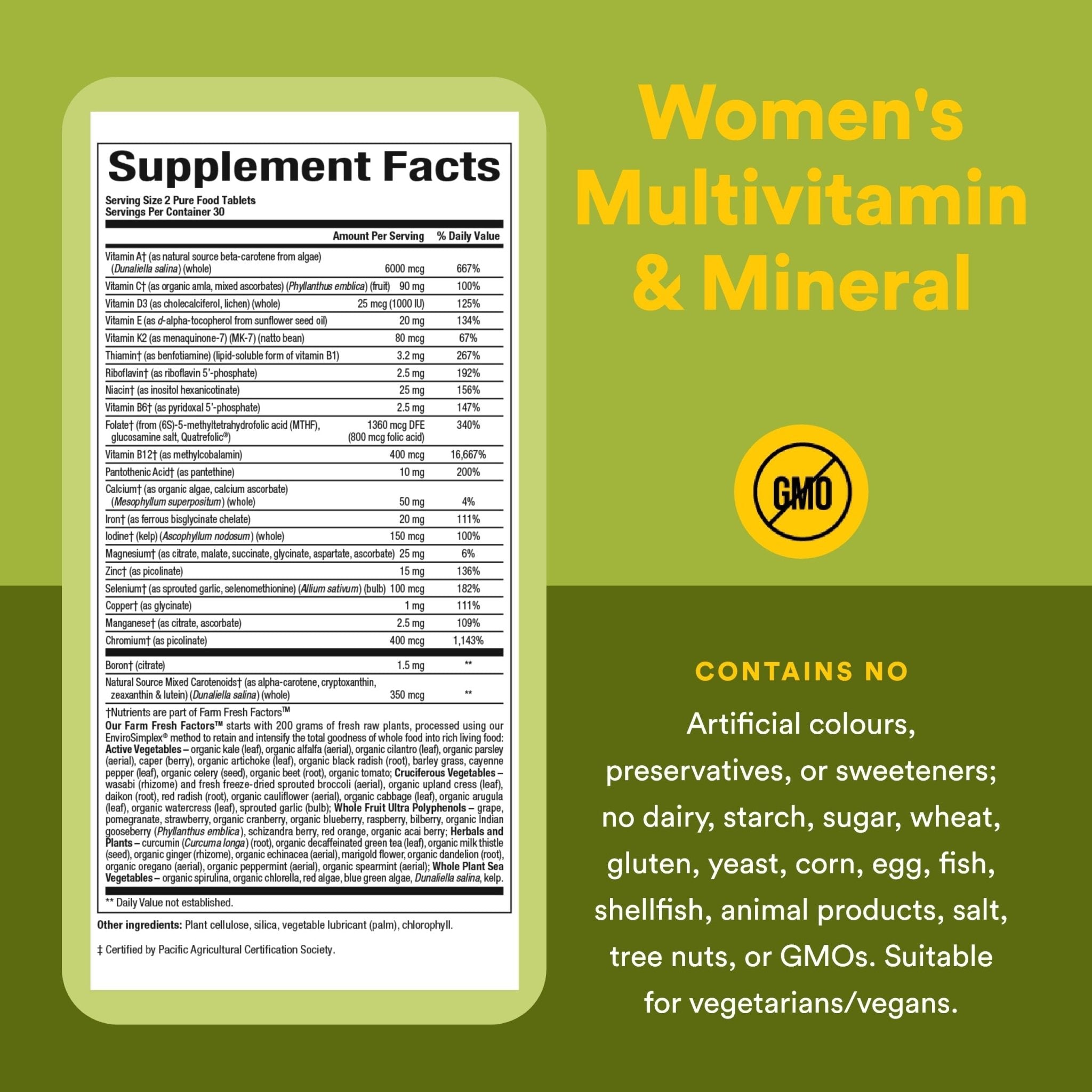 Whole Earth & Sea from Natural Factors, Women's Multivitamin & Mineral, Whole Food Supplement, Vegan, 60 tablets (30 servings) - TrustMedUSA
