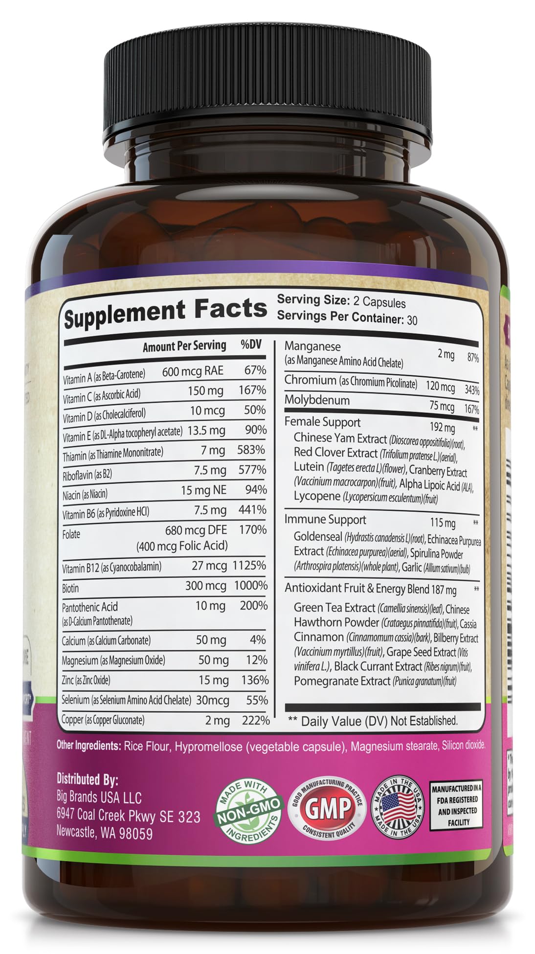 WHOLE WORLD WELLNESS Womens Daily Multivitamin Multimineral Supplement for Energy, Mood, Focus, Hair, Skin & Nails. Made for Women with 30+ Nutrients, Fruit & Energy Blend. Womens Vitamins, USA Made. - TrustMedUSA
