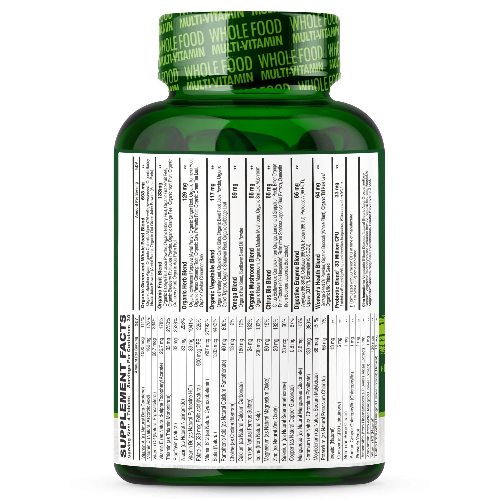 Wholesome Wellness Whole Food Multivitamin for Women - Natural Multi Vitamins, Minerals, Organic Extracts - 120 Tablets - TrustMedUSA