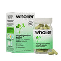 wholier Supergreens Multi, Daily Greens, Vegan Multivitamin for Women + Men, Whole Food Vitamins + Minerals, Prebiotics for Gut Health, Adaptogens (60 Vegan Capsules) Glass Bottle - TrustMedUSA