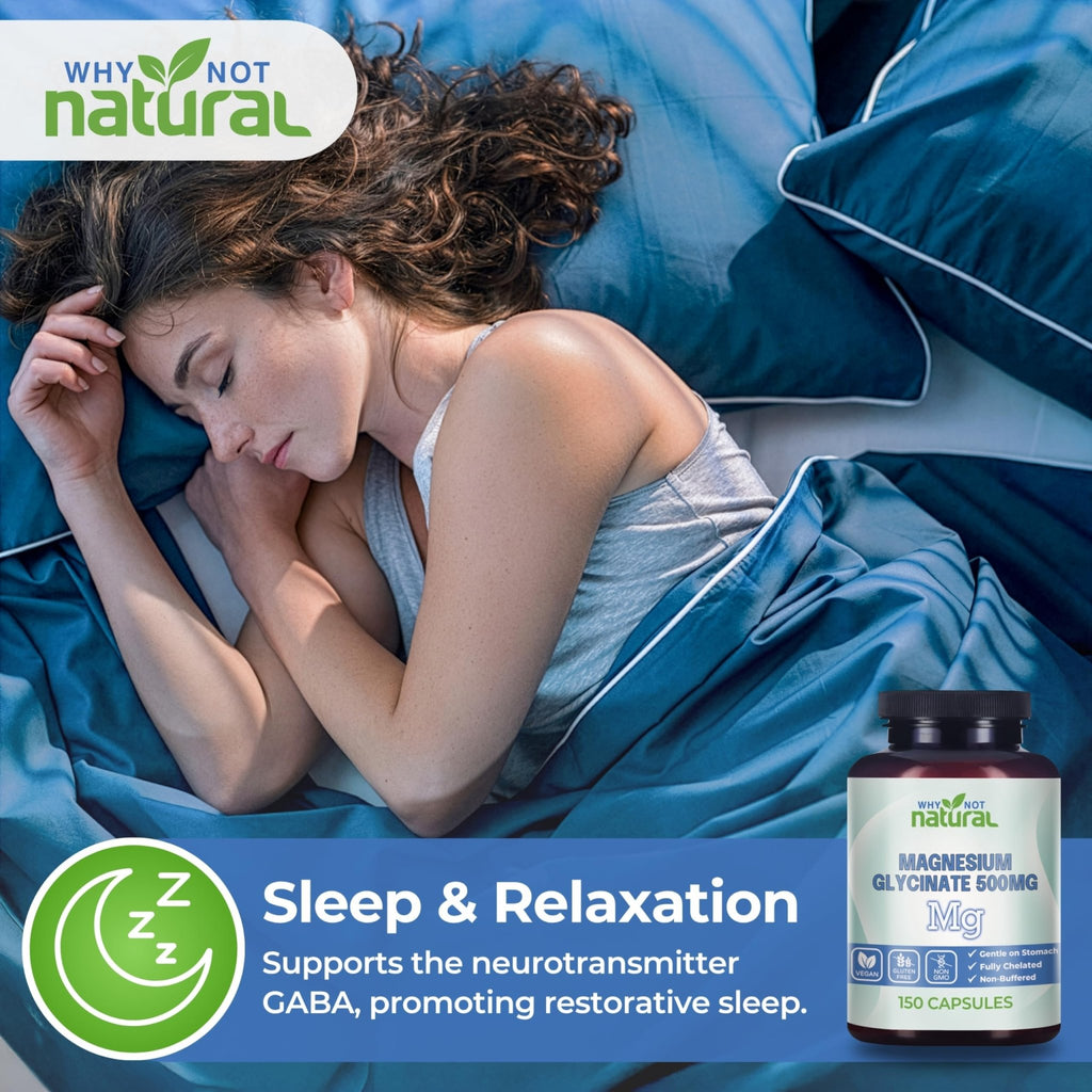 Why Not Natural Magnesium Glycinate 500 mg Capsules Supplement - Vegan, No Filler - Supports Sleep and Relaxation - TrustMedUSA