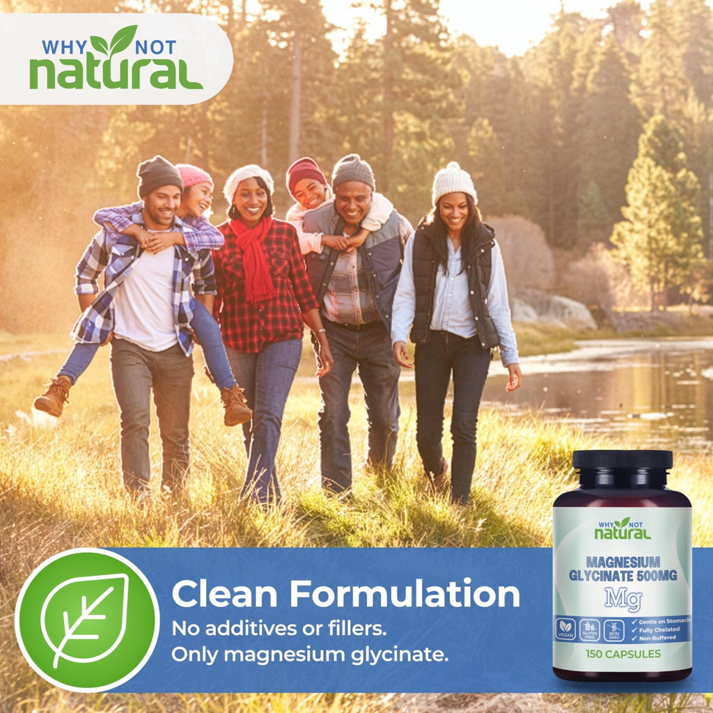 Why Not Natural Magnesium Glycinate 500 mg Capsules Supplement - Vegan, No Filler - Supports Sleep and Relaxation - TrustMedUSA