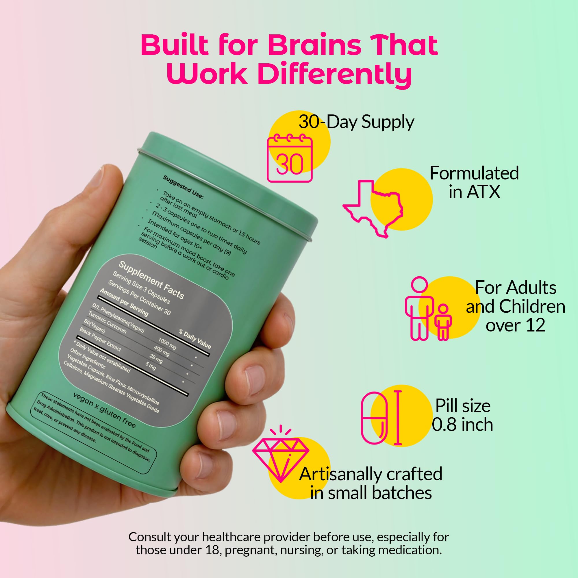 Wild Mind Mental Clarity Balanced Focus & Mood Support Supplement for Mental Wellness– 4-Ingredient Nootropic Brain Support for Calm & Energy – Vegan, 90 Capsules, 30-Day Supply - TrustMedUSA
