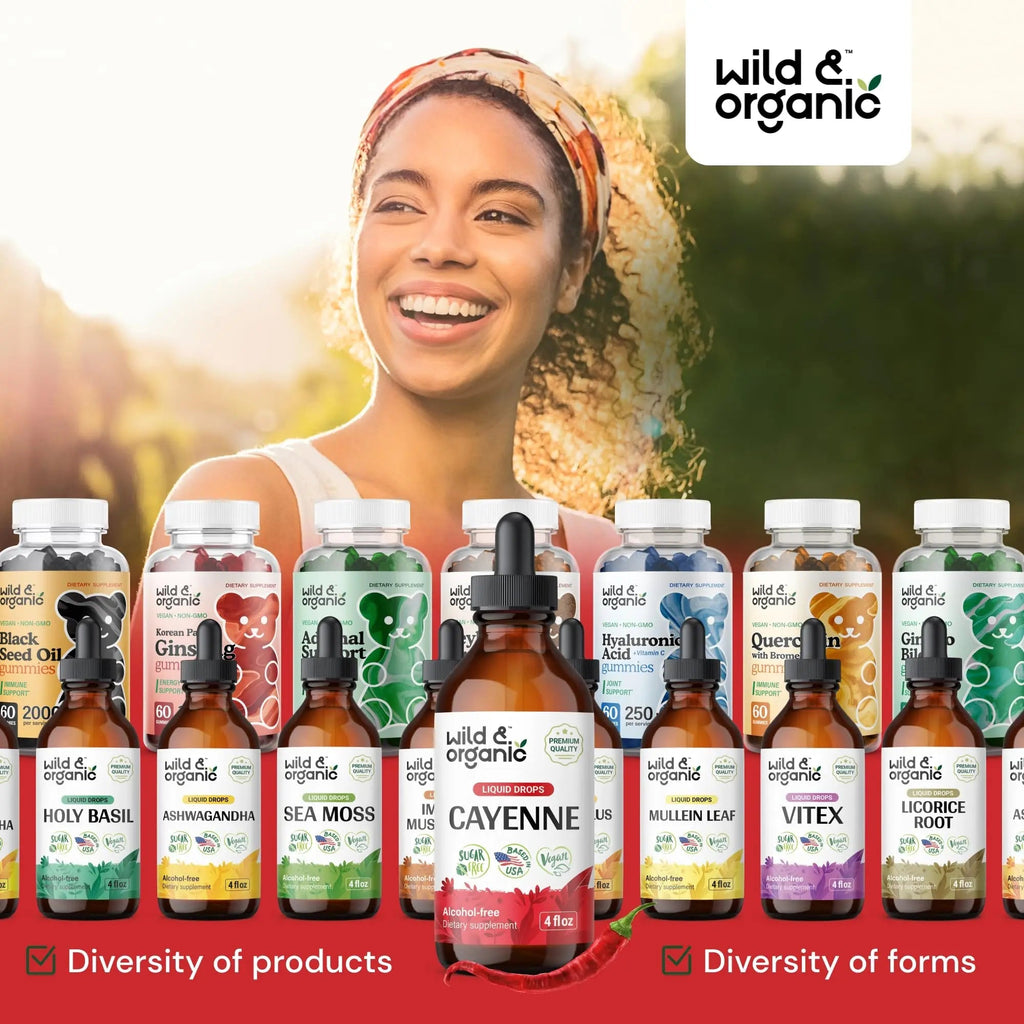 Wild & Organic Cayenne Pepper Tincture - Digestive Support with Capsaicin Extract - Cayenne Pepper Liquid Drops for Overall Well-Being - Unflavored, Vegan, Sugar & Alcohol-Free - 4 fl oz - TrustMedUSA