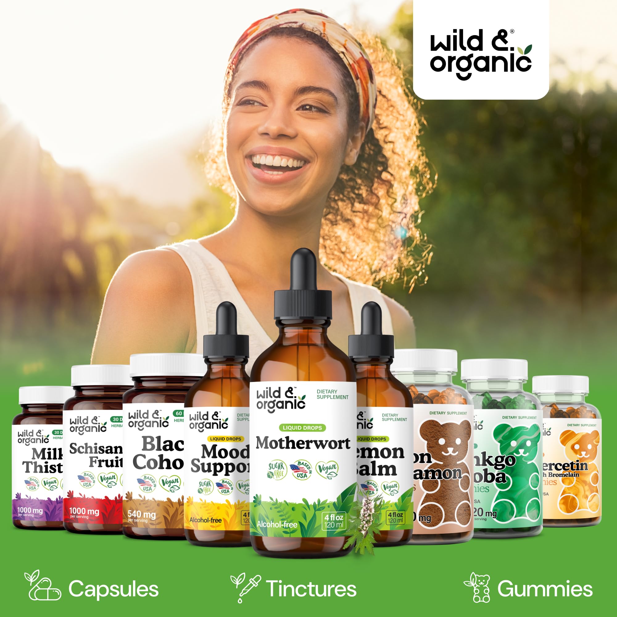 Wild & Organic Motherwort Tincture - Good Mood, Calmness, Overall Support - Supplements for Women with Motherwort Herb - Vegan, Sugar & Alcohol-Free Extract Drops - 4 fl oz - TrustMedUSA