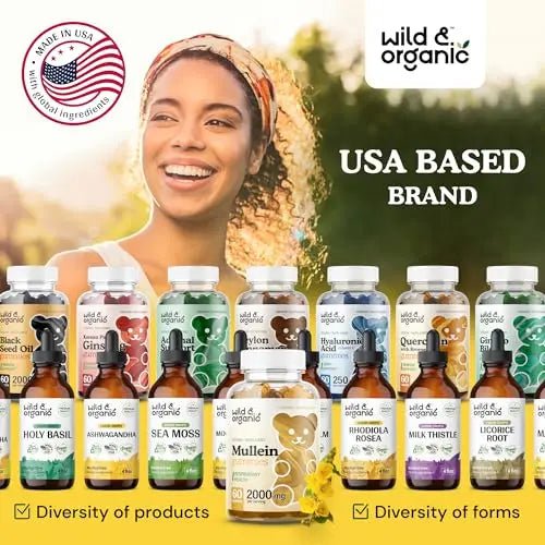 Wild & Organic Mullein Gummies - Daily Dietary Supplement for Respiratory, Digestive - TrustMedUSA