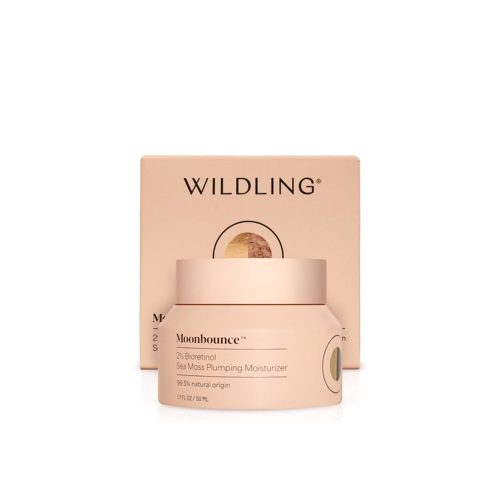 WILDLING Moonbounce 2% Bioretinol Plumping Moisturizer I Rock Samphire, Irish Sea Moss, Marshmallow Root, Moonstone I Hydrates, Boosts Elasticity, Firms I 99.5% Natural, Vegan, Cruelty Free (1.7fl oz) - Maple Wellness Supplements