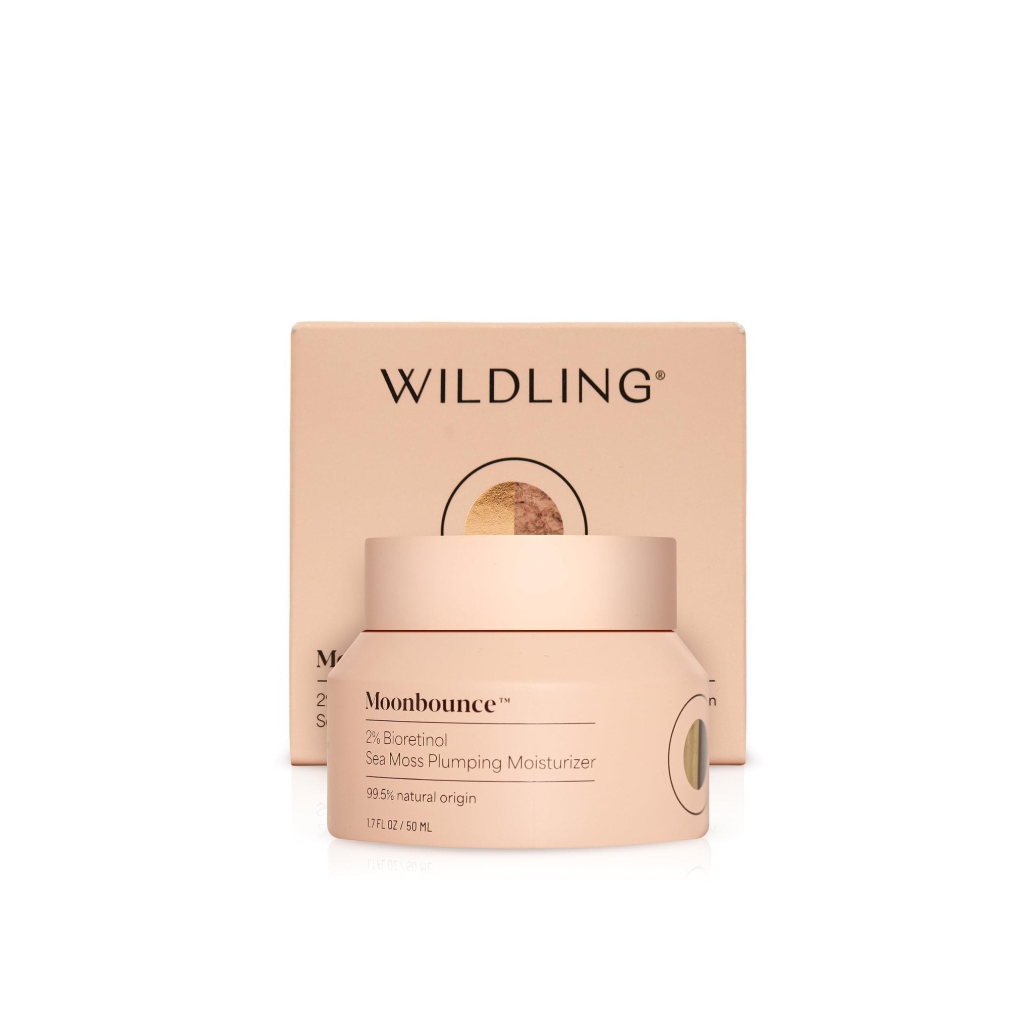 WILDLING Moonbounce 2% Bioretinol Plumping Moisturizer I Rock Samphire, Irish Sea Moss, Marshmallow Root, Moonstone I Hydrates, Boosts Elasticity, Firms I 99.5% Natural, Vegan, Cruelty Free (1.7fl oz) - Maple Wellness Supplements