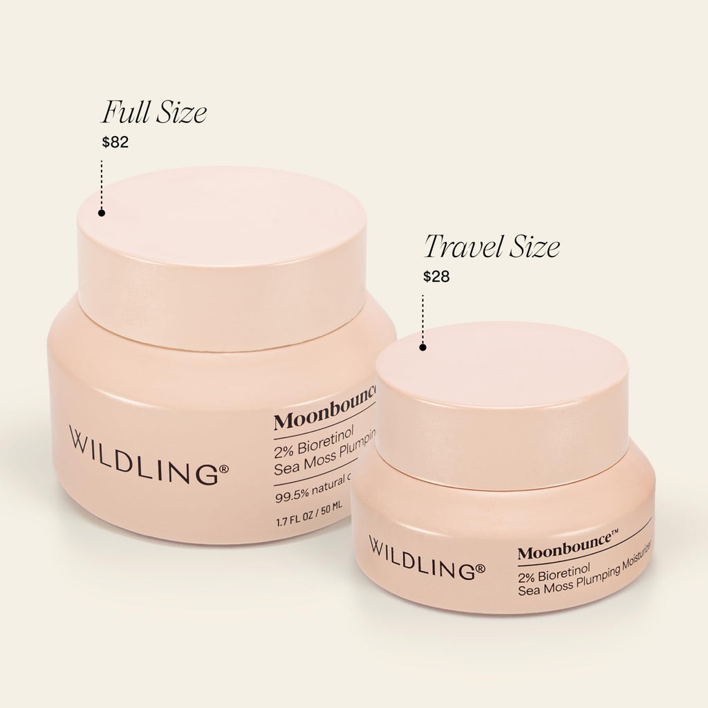 WILDLING Moonbounce 2% Bioretinol Plumping Moisturizer I Rock Samphire, Irish Sea Moss, Marshmallow Root, Moonstone I Hydrates, Boosts Elasticity, Firms I 99.5% Natural, Vegan, Cruelty Free (1.7fl oz) - Maple Wellness Supplements