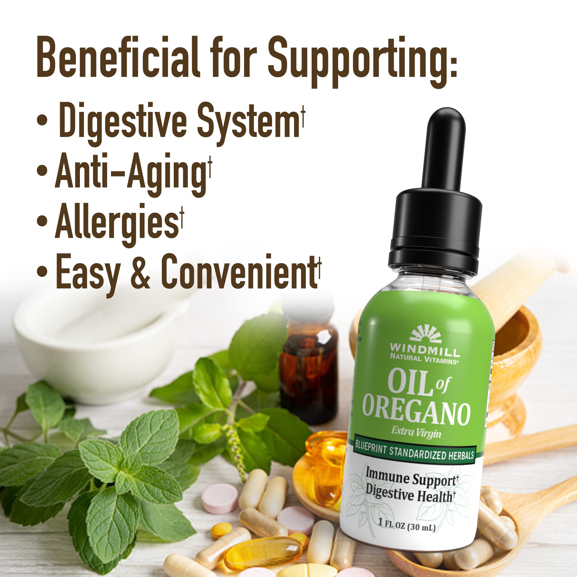 Windmill Natural Vitamins Oil of Oregano, Herbal Blend for Immune Support, Supports Digestive Health, 1 fl oz, 448 Servings - TrustMedUSA