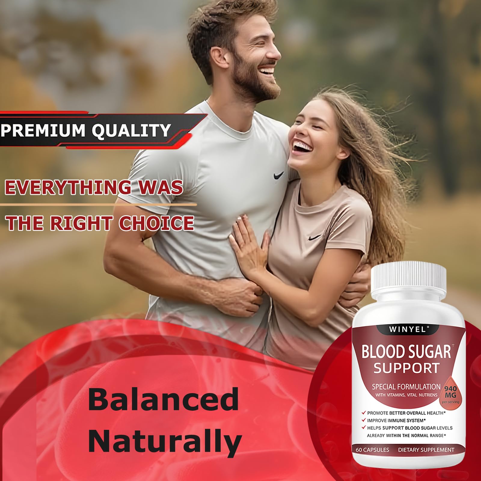 WINYEL Blood Sugar Complex Supplement - with Cinnamon, Bitter Melon, Chromium, Mulberry, Alpha Lipoic Acid, 60 Capsules - TrustMedUSA