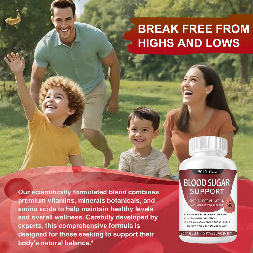 WINYEL Blood Sugar Complex Supplement - with Cinnamon, Bitter Melon, Chromium, Mulberry, Alpha Lipoic Acid, 60 Capsules - TrustMedUSA