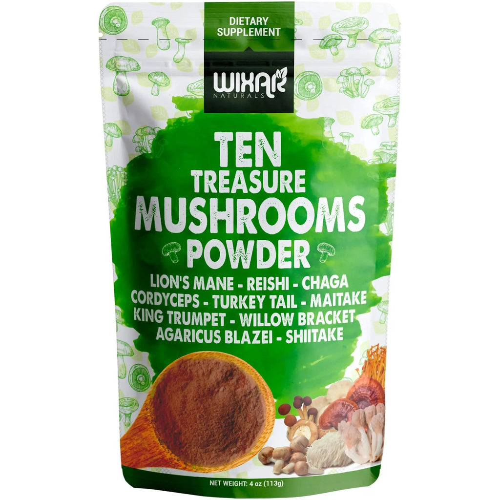 Wixar Mushroom Powder - Ten Treasure Mushrooms Extract Supplement Blend for Coffee - TrustMedUSA